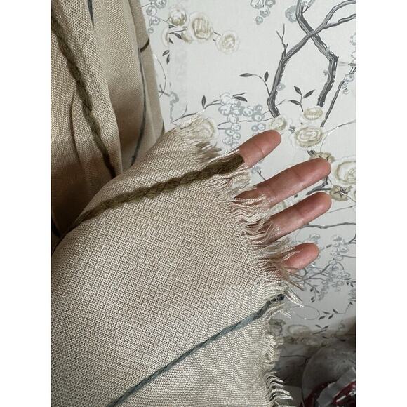 Echo Poncho Wrap Scarf Stripes Cream Fringe Wool - Picture 4 of 5